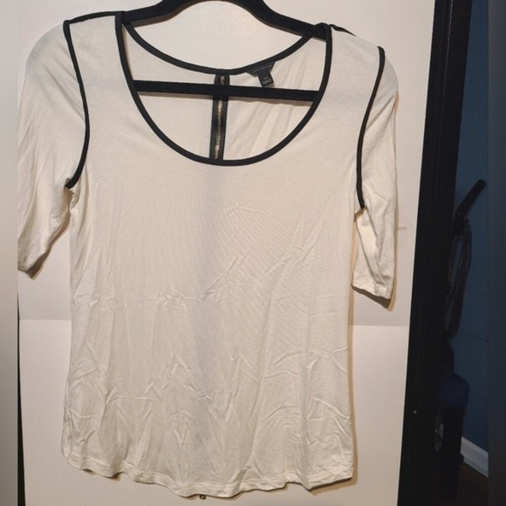 ANN TAYLOR contrast Zipper detail XS Blouse